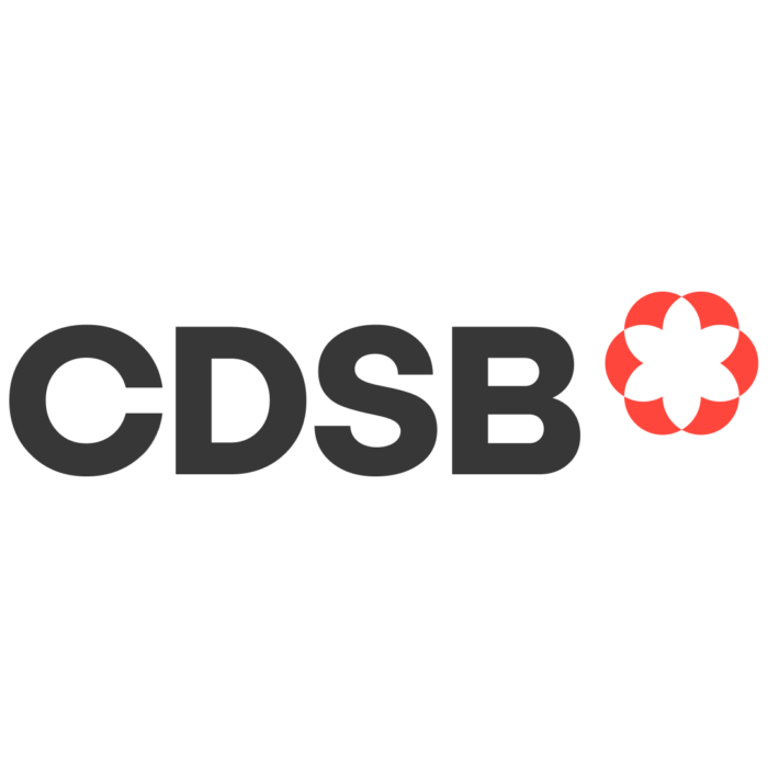 Timmins Care CDSB logo featuring the letters CDSB in bold black text, followed by a red flower-like symbol on a white background. Cochrane District Social Services Administration Board