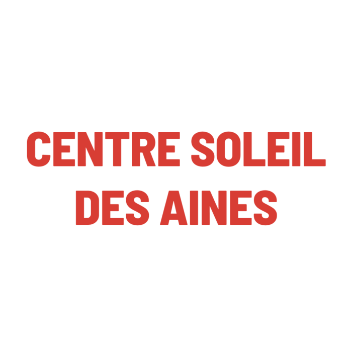 Timmins Care Text in bold red letters reading "CENTRE SOLEIL DES AINÉS" on a white background. Cochrane District Social Services Administration Board