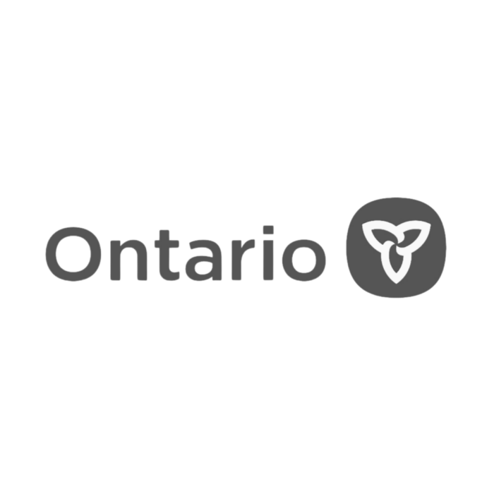 Timmins Care The image shows the word "Ontario" in gray text accompanied by a gray icon featuring a stylized trillium flower. Cochrane District Social Services Administration Board