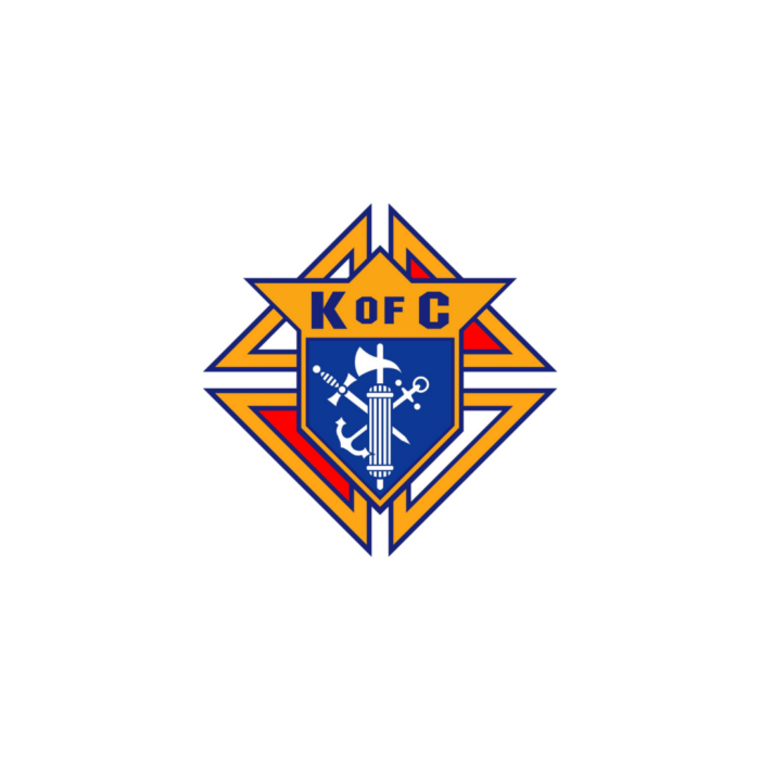 Timmins Care Logo of the Knights of Columbus featuring a shield with an anchor, a fasces, and a sword, set against a blue and orange background. Cochrane District Social Services Administration Board