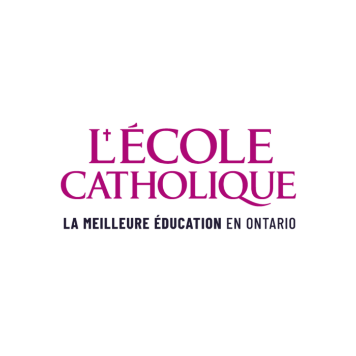 Timmins Care Logo with the text "L'École Catholique" in pink and "La meilleure éducation en Ontario" in black, displayed on a white background. Cochrane District Social Services Administration Board