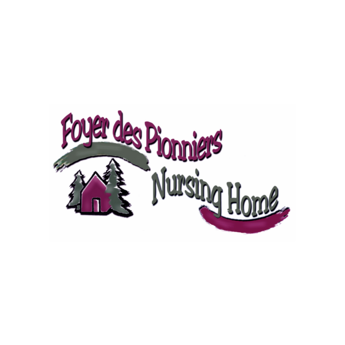 Timmins Care Logo of Foyer des Pionniers Nursing Home featuring a house with trees, text in purple and green. Cochrane District Social Services Administration Board