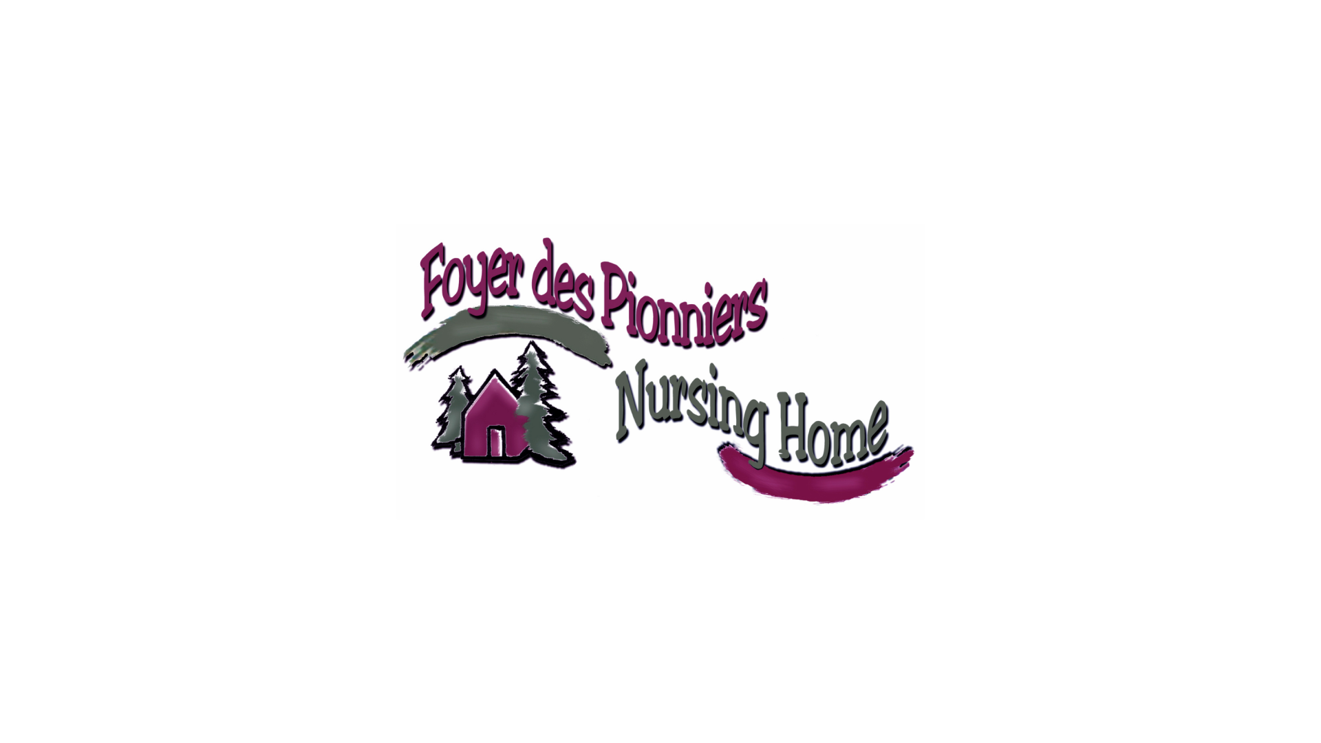 Timmins Care Logo of Foyer des Pionniers Nursing Home featuring a house with trees, text in purple and green. Cochrane District Social Services Administration Board