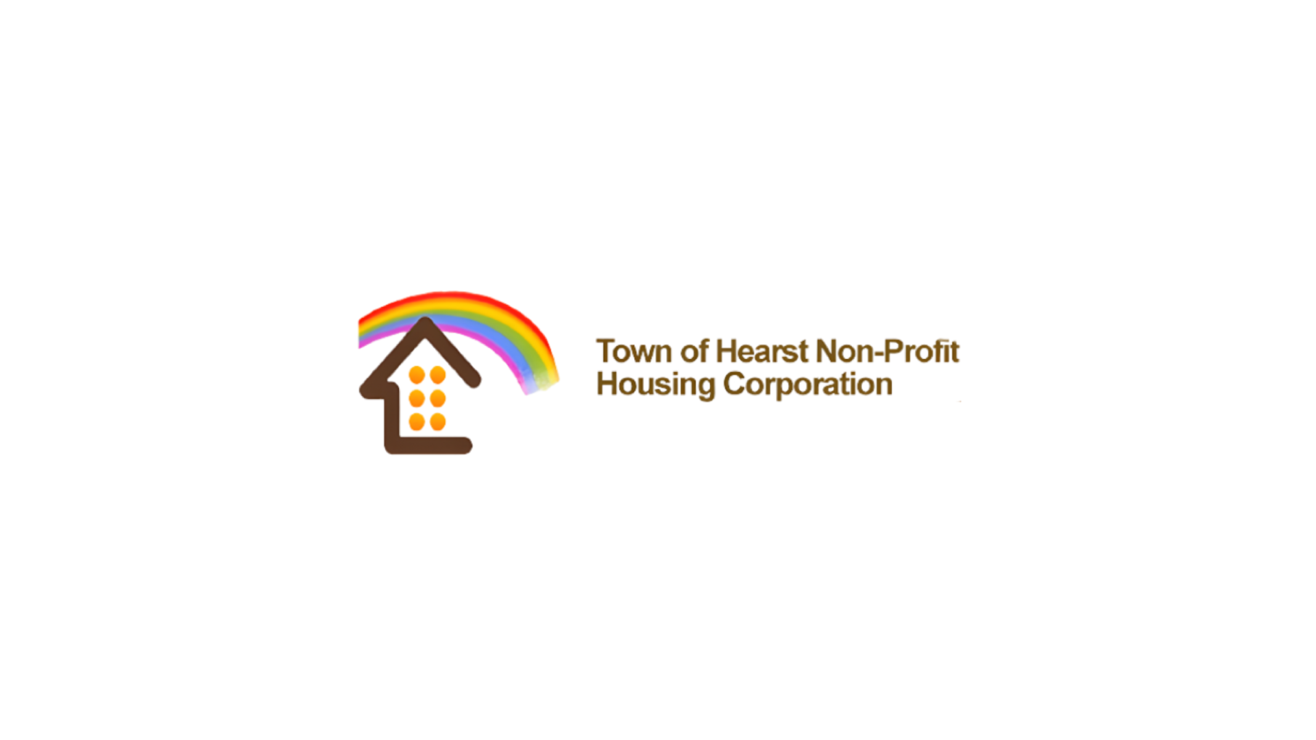 Timmins Care Logo of the Town of Hearst Non-Profit Housing Corporation featuring a house with six dots and a rainbow arching over the roof. Cochrane District Social Services Administration Board