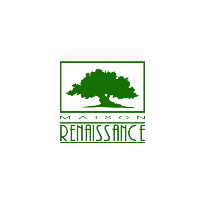 Timmins Care A green logo features a large tree inside a square. Below the tree, the text "MAISON" is in uppercase, with "RENAISSANCE" in a stylized font beneath it. The background is white. Cochrane District Social Services Administration Board